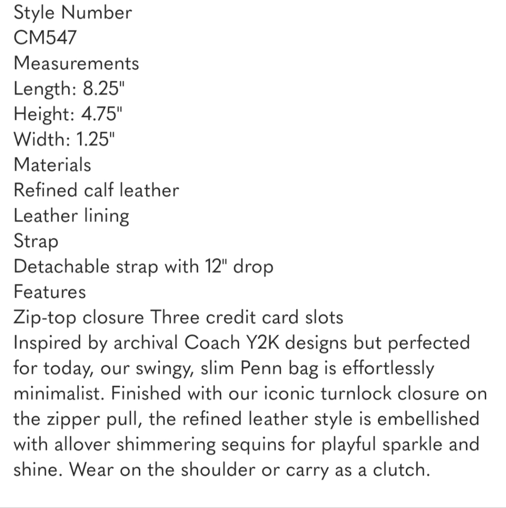 NWT Coach Penn Shoulder Bag - Picture 7 of 7